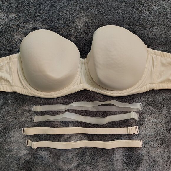 Cacique Strapless Bra with Clear & Solid Straps - Nude - 40DD - Picture 1 of 7
